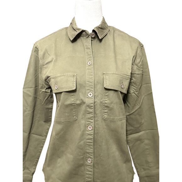 Jessica Simpson Shirt Jacket Button-Down Front Chest Pockets Denim Green XS NWT - Picture 3 of 10